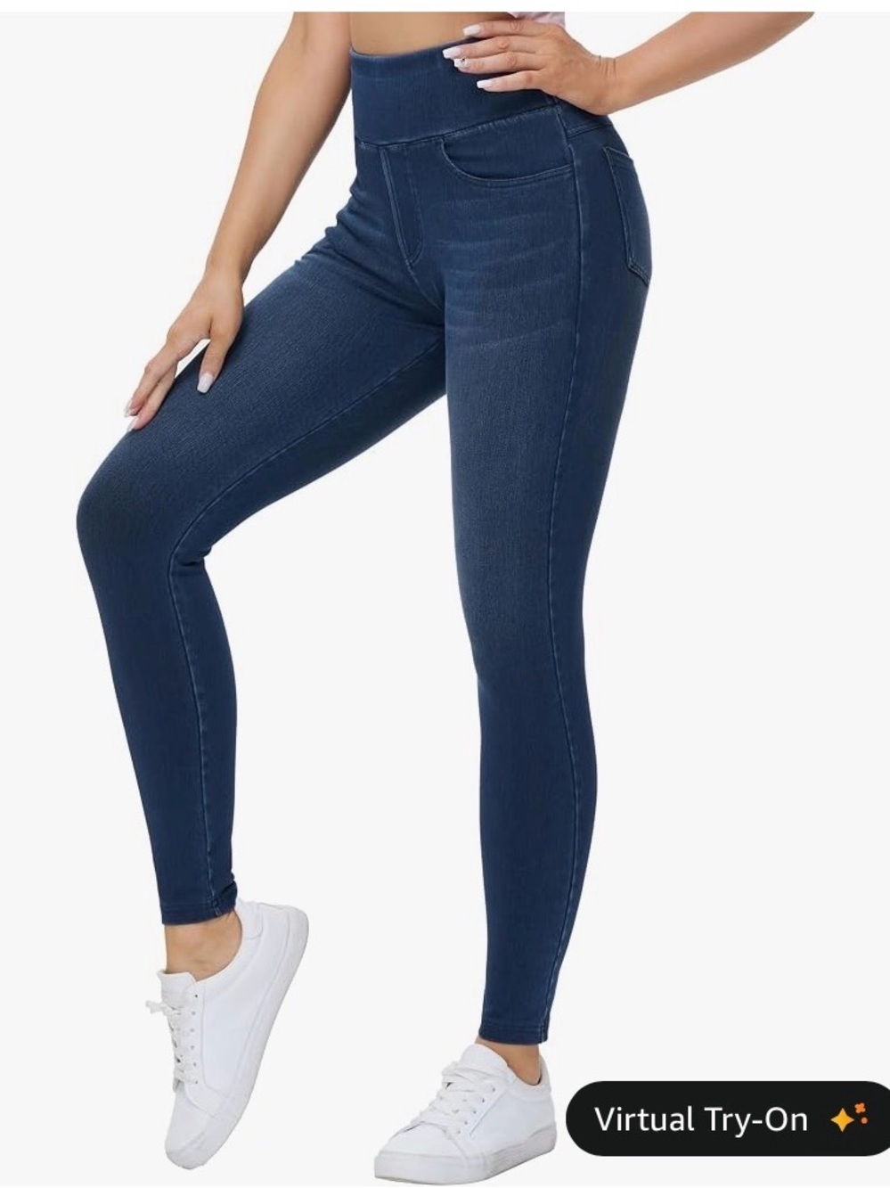 THE GYM PEOPLE Women's DARK BLUE High Waisted Jeggings SZ Large